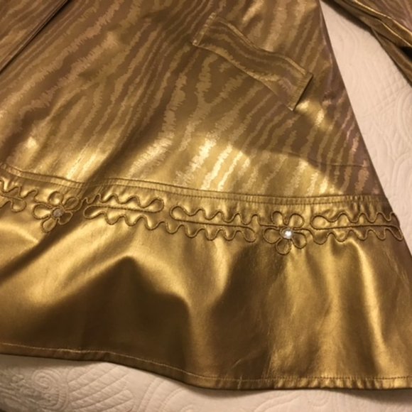 STUNNING Vintage Gold Embellished Trapeze Swing Coat, M - Picture 6 of 11